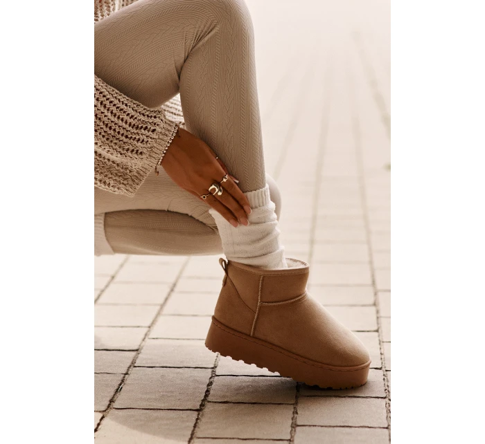 Dámské Sněhule Na Platformě Zateplené Kožíškem Béžové Xamella Dámské Sněhule Na Platformě Zateplené Kožíškem Béžové Xamella