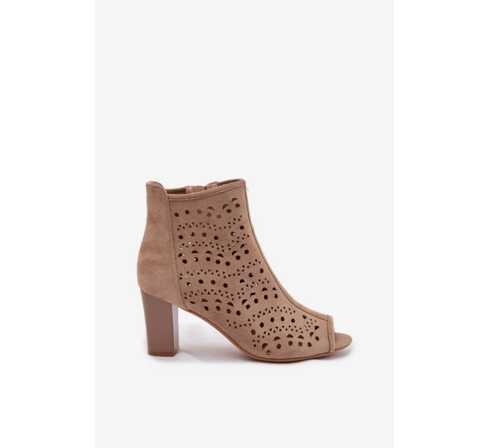 Dámské otevřené kotníkové boty na podpatku s výřezem béžové Ilavette