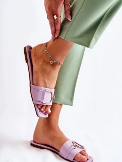 Dámské klasické kožené pantofle s zdobením fialový Shilla