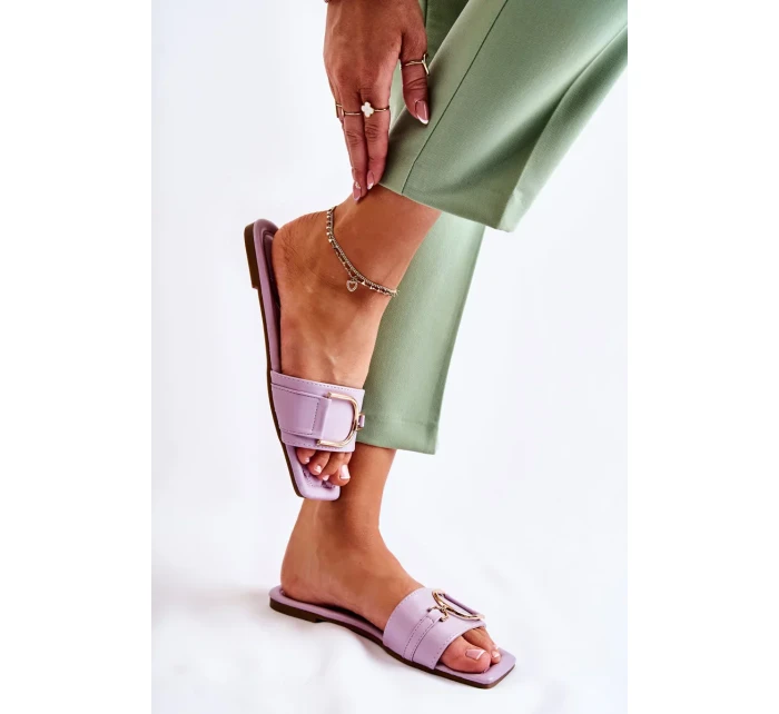 Dámské klasické kožené pantofle s zdobením fialový Shilla Dámské klasické kožené pantofle s zdobením fialový Shilla