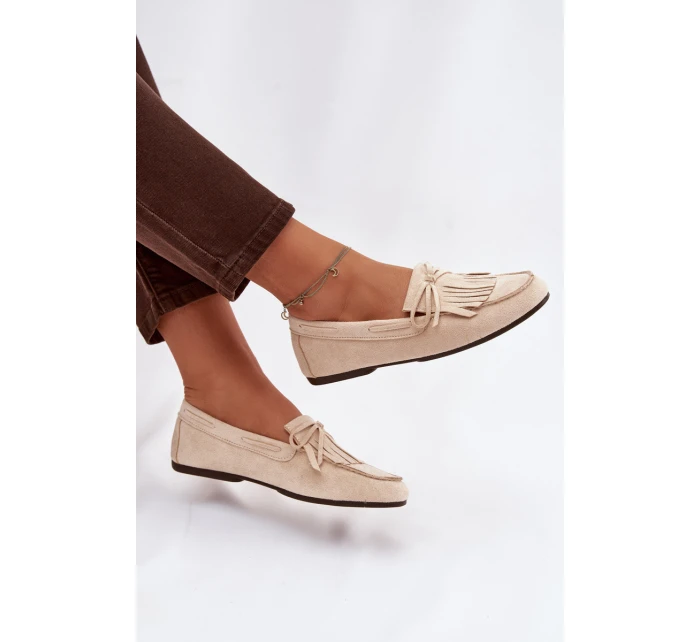 Dámské mokasíny s třásněmi – světle béžové Janelisse Dámské mokasíny s třásněmi – světle béžové Janelisse