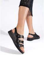 Luxusní sandály dámské černé na klínku Luxusní sandály dámské černé na klínku