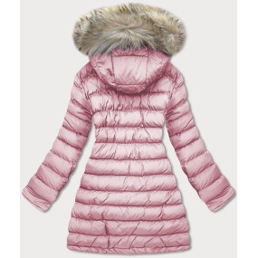 Tmavě modro-růžová oboustranná dámská zimní bunda s kapucí (W631)