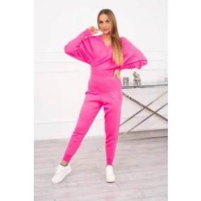 Dvoudílný svetrový set růžový neon
