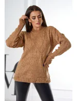 Svetr model 18970329 přes hlavu s módní vazbou Velbloud - K-Fashion Svetr model 18970329 přes hlavu s módní vazbou Velbloud - K-Fashion