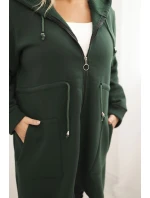 Dámská mikina zateplená Plus Size s kapucí a model 21480763 výstřihem hnědá - K-Fashion