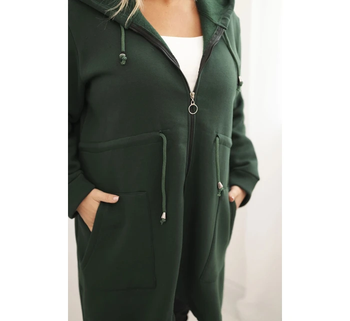 Dámská mikina zateplená Plus Size s kapucí a model 21480763 výstřihem hnědá - K-Fashion