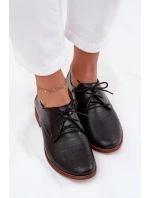 Dámské kožené elegantní šněrovací polobotky model 21707319 Černé - Zazoo