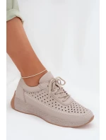 Kožené dámské tenisky s síťovinou model 22026520 šedé - SERGIO LEONE Kožené dámské tenisky s síťovinou model 22026520 šedé - SERGIO LEONE