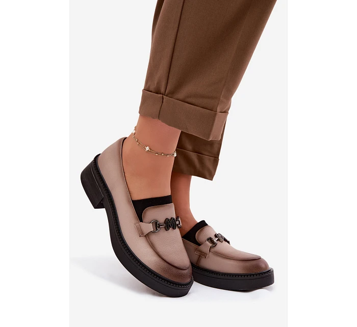 Kožené dámské mokasyny s ozdobným detailem Vinceza Béžové