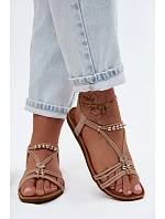 Dámské ploché sandály s pásky Béžové Zelda