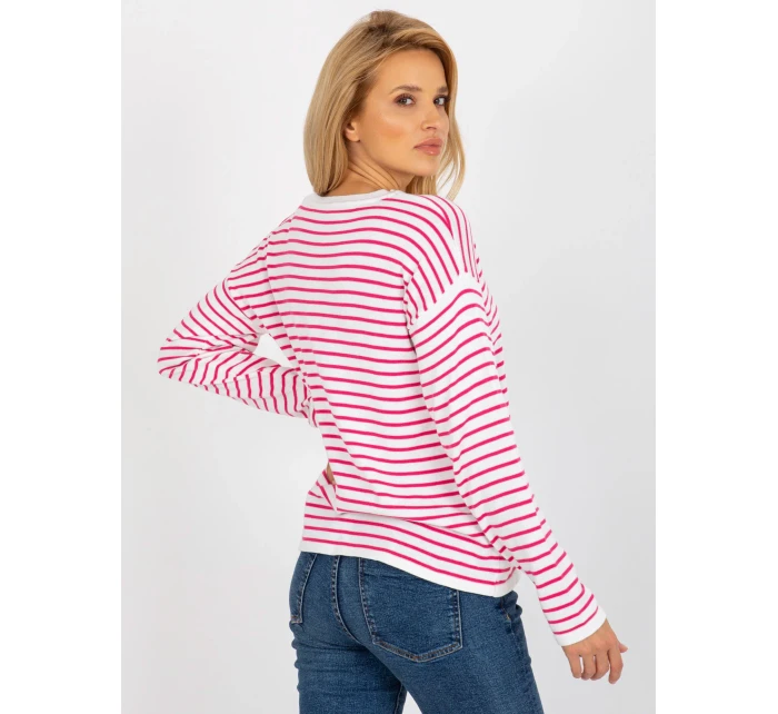 Dámský svetr LC SW 6006 .22 bílé a růžové - FPrice