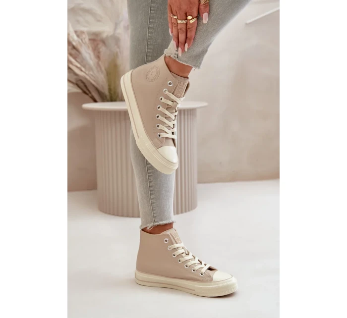 Dámské Zateplené Tenisky z Eko Kůže Béžové Big Star