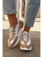 Dámské kožené polobotky sneakers Artiker – béžovo/zlaté