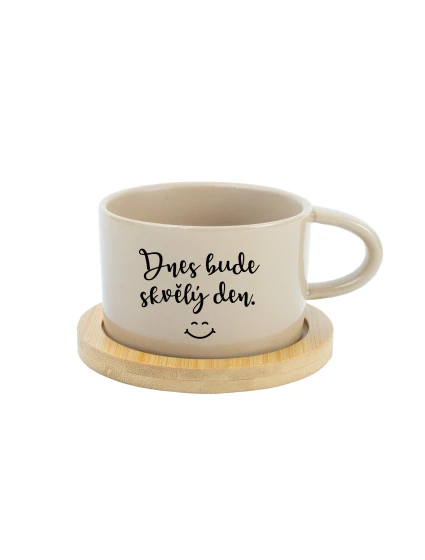 DNES BUDE SKVĚLÝ DEN - krémový hrníček makronka 200 ml