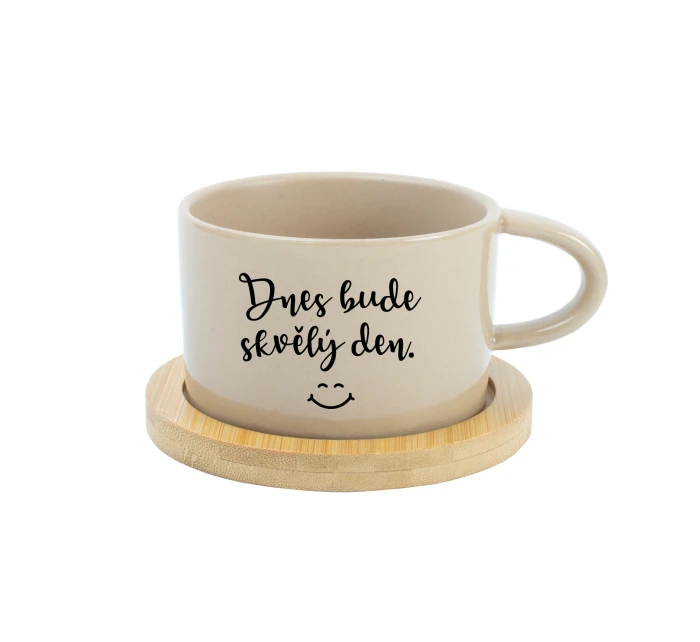 DNES BUDE SKVĚLÝ DEN - krémový hrníček makronka 200 ml