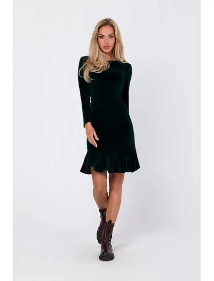 Šaty s nařaseným lemem model 20976137 zelené - Moe