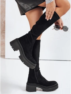 Dámské semišové kozačky na silné podrážce černé FashionStreet ZY1210