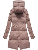 DŁUGA KURTKA DAMSKA ZIMOWA Z KAPTUREM RÓŻ model 21241722 - Libland