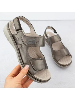 Dámské kožené hnědé sandály model 21904849 na suchý zip - Rieker