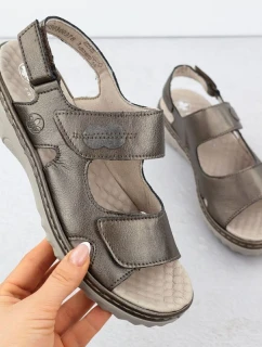 Dámské kožené hnědé sandály Rieker 60462-90 na suchý zip