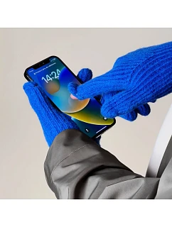 Pletené rukavice na telefon s výřezem na model 22083391 modré - Hurtel