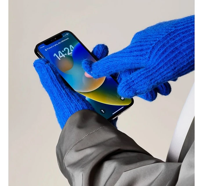 Pletené rukavice na telefon s výřezem na model 22083391 modré - Hurtel Pletené rukavice na telefon s výřezem na model 22083391 modré - Hurtel