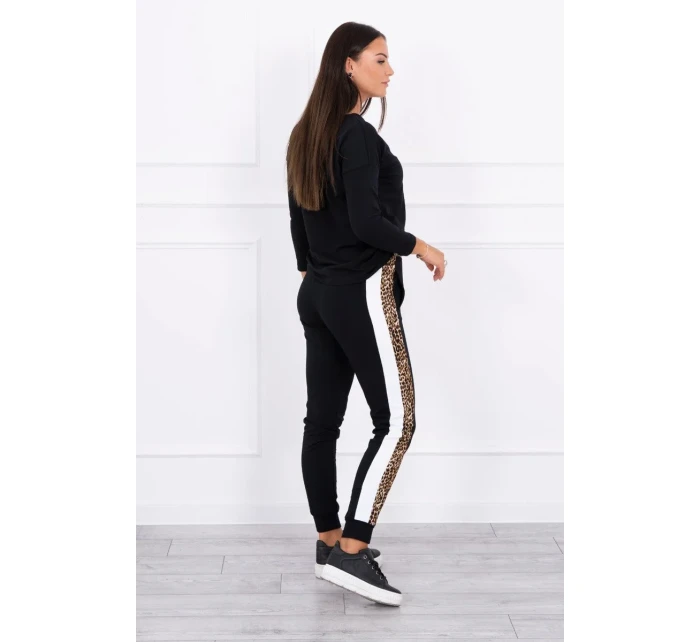 Sada s leopardím potiskem černá
