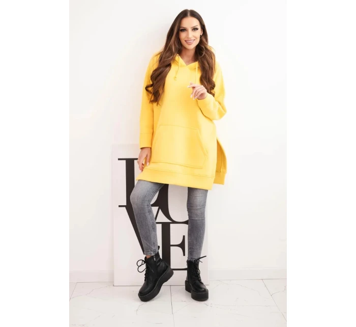 Zateplená mikina s rozparky na bocích žlutá