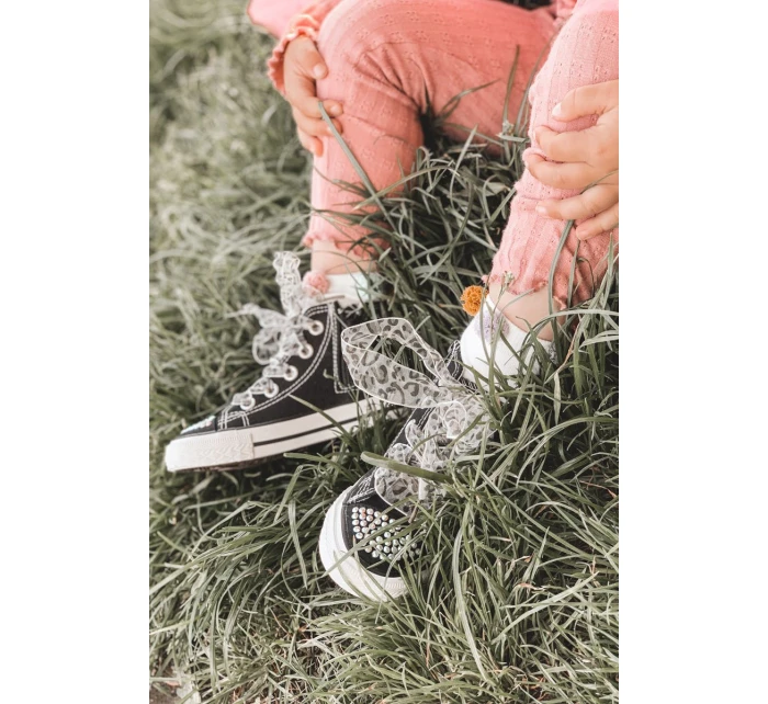 Dětské Tenisky Se Zirkony Černé Smile