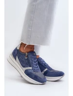 Dámské tenisky na platformě s ažurovým vzorem a Modré model 21656776 - Inblu Dámské tenisky na platformě s ažurovým vzorem a Modré model 21656776 - Inblu