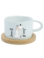 Personalizovaný keramický hrníček Makronka s novomanželským párem 