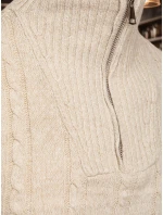 Pánský svetr se stojáčkem béžový FashionStreet WX2327 Pánský svetr se stojáčkem béžový FashionStreet WX2327