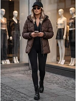 Kurtka damska zimowa pikowana z kapturem brązowa FashionStreet TY5752 Kurtka damska zimowa pikowana z kapturem brązowa FashionStreet TY5752