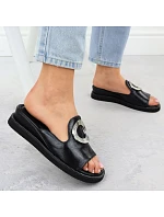 Dámské žabky na nízkém podpatku černé M.Daszynski Dámské žabky na nízkém podpatku černé M.Daszynski