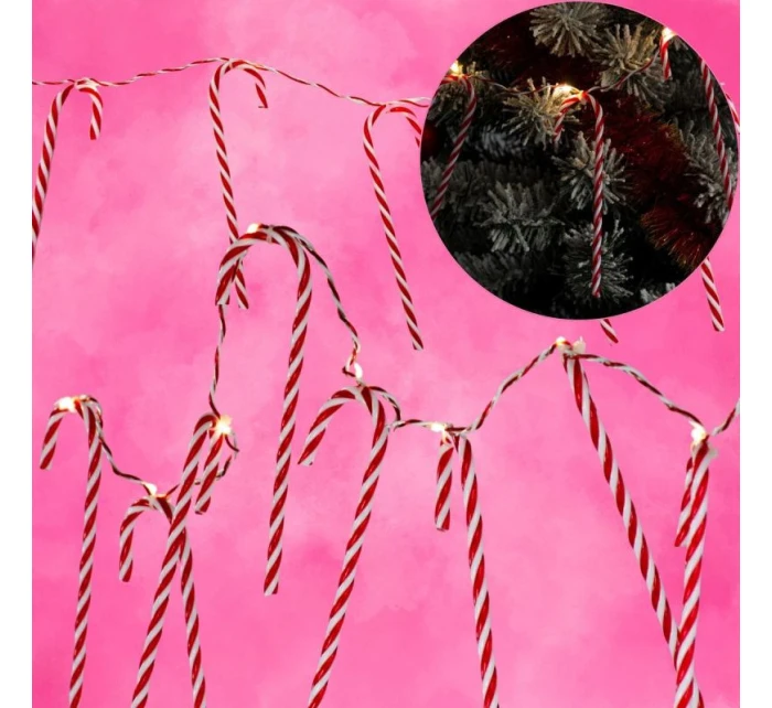 SVĚTLA GIRLANDY 10 VEDL LÍZÁTKO TYČINKY VÁNOČNÍ STROM TEPLÁ BÍLÁ LUCA