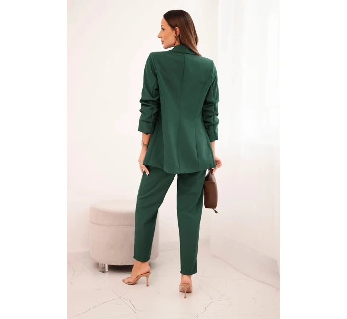 Elegantní souprava saka a kalhot tmavě zelená