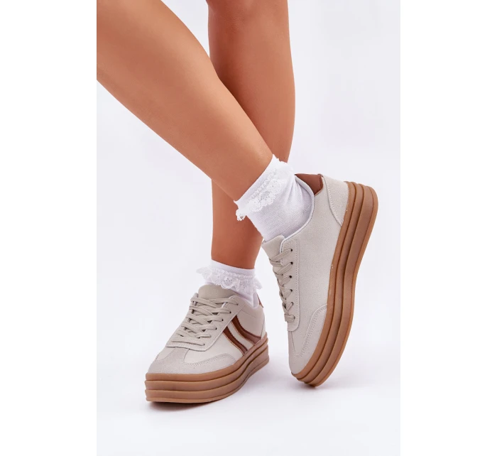 Stylové tenisky na platformě šedé model 21682892 - Boto Stylové tenisky na platformě šedé model 21682892 - Boto