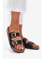 Dámské sandály s přezkami z eko kůže černé Iskira Dámské sandály s přezkami z eko kůže černé Iskira