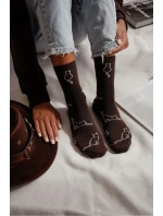 Dámské bavlněné ponožky model 21713033 kočky Čokoládové - Milena Dámské bavlněné ponožky model 21713033 kočky Čokoládové - Milena