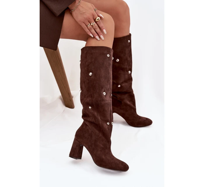 Dámské Zimní Kotníkové Boty Na Podpatku S Ozdobnými Detaily Čokoládové Lucinda