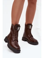 Dámské workery s ozdobou eko kůže čokoládové Karessa Dámské workery s ozdobou eko kůže čokoládové Karessa