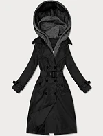 Klasický trenčkot s odnímatelnou kapucí Goodlookin black (T2-2252#-1)