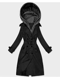 Klasický trenčkot s odnímatelnou kapucí Goodlookin black (T2-2252#-1)