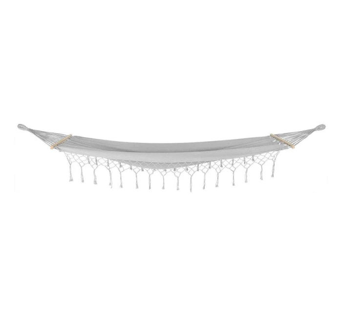 ZAHRADNÍ HOUPACÍ SÍŤ PRO 1 OSOBU 200X100CM S TYČÍ A STŘAPCI MIAMI ŠEDÁ