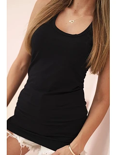 Dámská tílko z bavlny s kulatým výstřihem černá