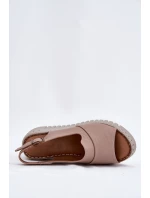 Dámské Sandály Z Přírodní Kůže Na Klínu Tmavě Béžové Artiker 54C0788