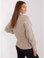 Tmavě béžový dámský svetr s manžetami