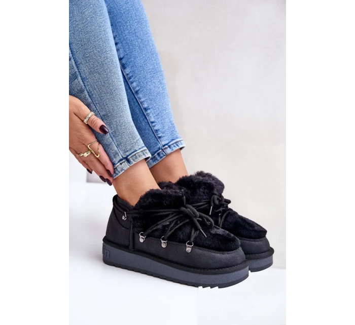 Nízké Sněhule Na Platformě S Kožešinou D.Franklin DFSH370011 Černé Nízké Sněhule Na Platformě S Kožešinou D.Franklin DFSH370011 Černé