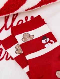 Dámské vánoční ponožky v proužcích – červeno/bílé